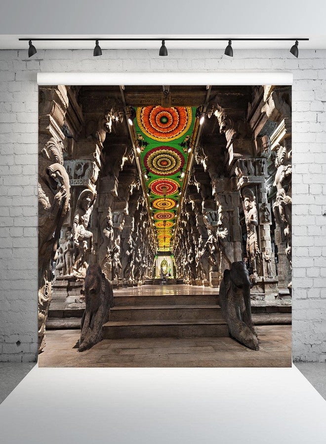 بيليكو خلفية قماشية من بيليكو، مقاس 7 × 5 قدم، لمعبد هندوسي هندي، قاعة دينية تضم آلاف الأعمدة، معبد قديم، تماثيل بارزة، خلفية هندية، مناسبة لجلسات تصوير الأطفال والكبار، دعائم استوديو التصوير، ورق جدران - Image 3